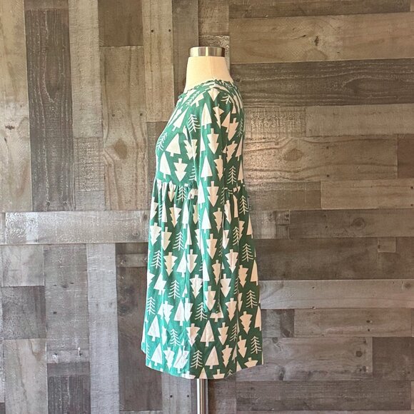 Hanna Andersson green Christmas tree long sleeve dress girls size 12 holiday - Picture 5 of 11